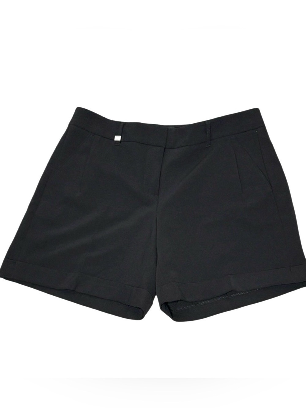 White House Black Market Black Cuffed Dress Mid Rise Shorts Size Short 2 Stretch